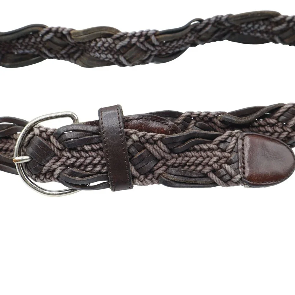 Ann Taylor Leather Woven Belt Women M Brown‎  Well Worn Bohemian Retro